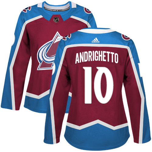 Adidas Colorado Avalanche #10 Sven Andrighetto Burgundy Home Authentic Women Stitched NHL Jersey->women nhl jersey->Women Jersey